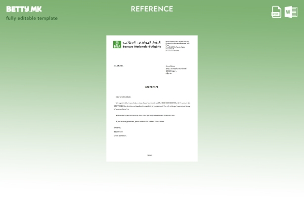 референтен шаблон за затворање модерен стил Algeria Banque Nationale